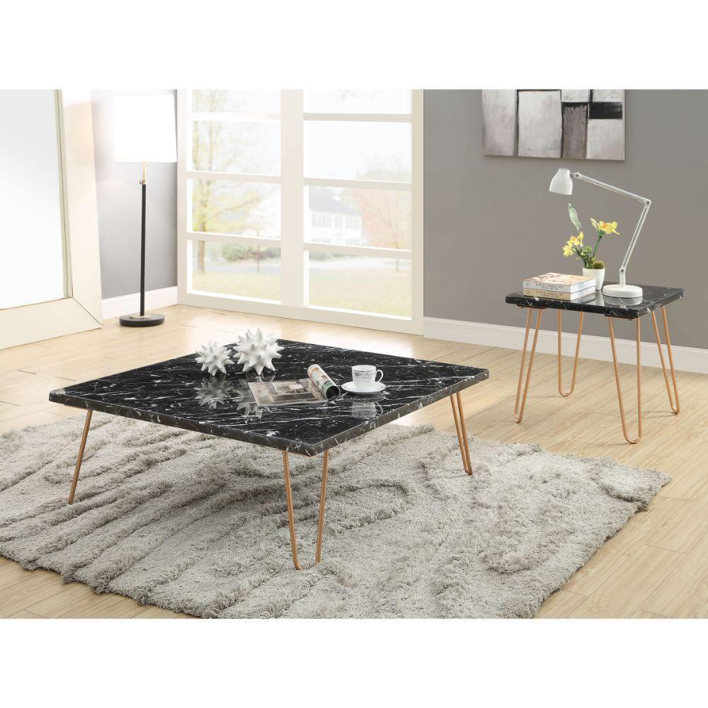 ACME Telestis Coffee Table, Black Marble & Gold FredCo