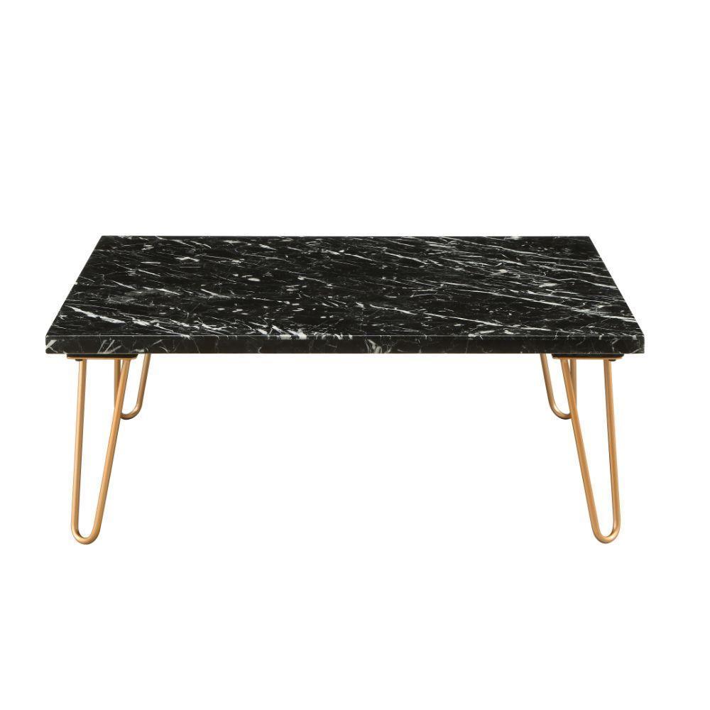 ACME Telestis Coffee Table, Black Marble & Gold FredCo