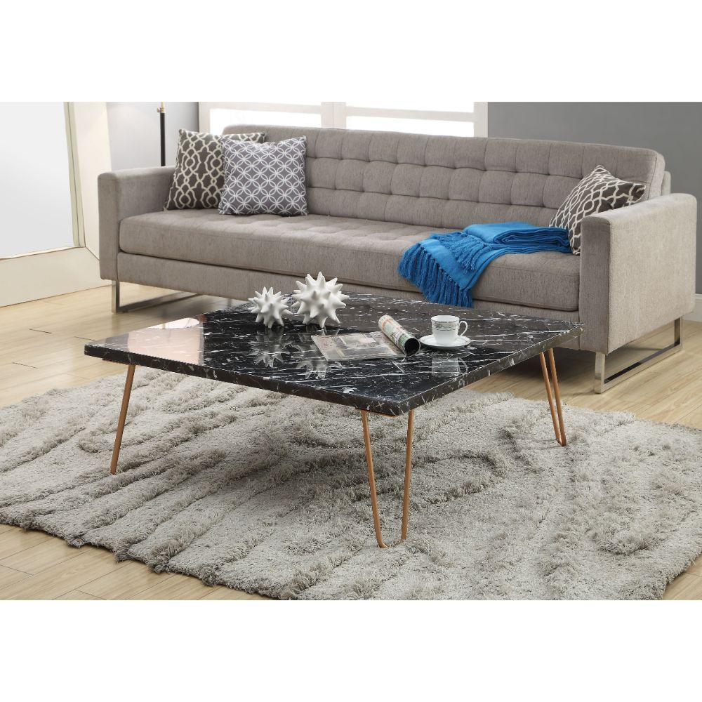 ACME Telestis Coffee Table, Black Marble & Gold FredCo