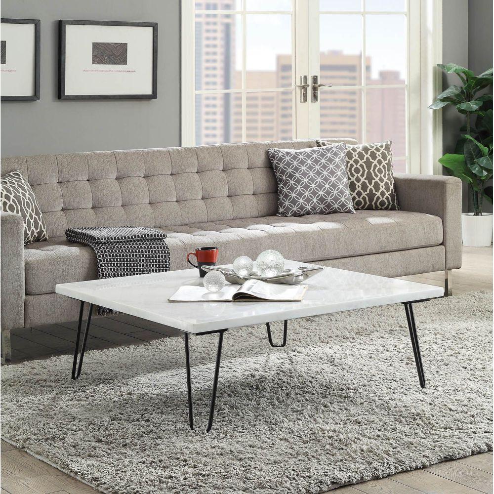 ACME Telestis Coffee Table, White Marble & Black FredCo
