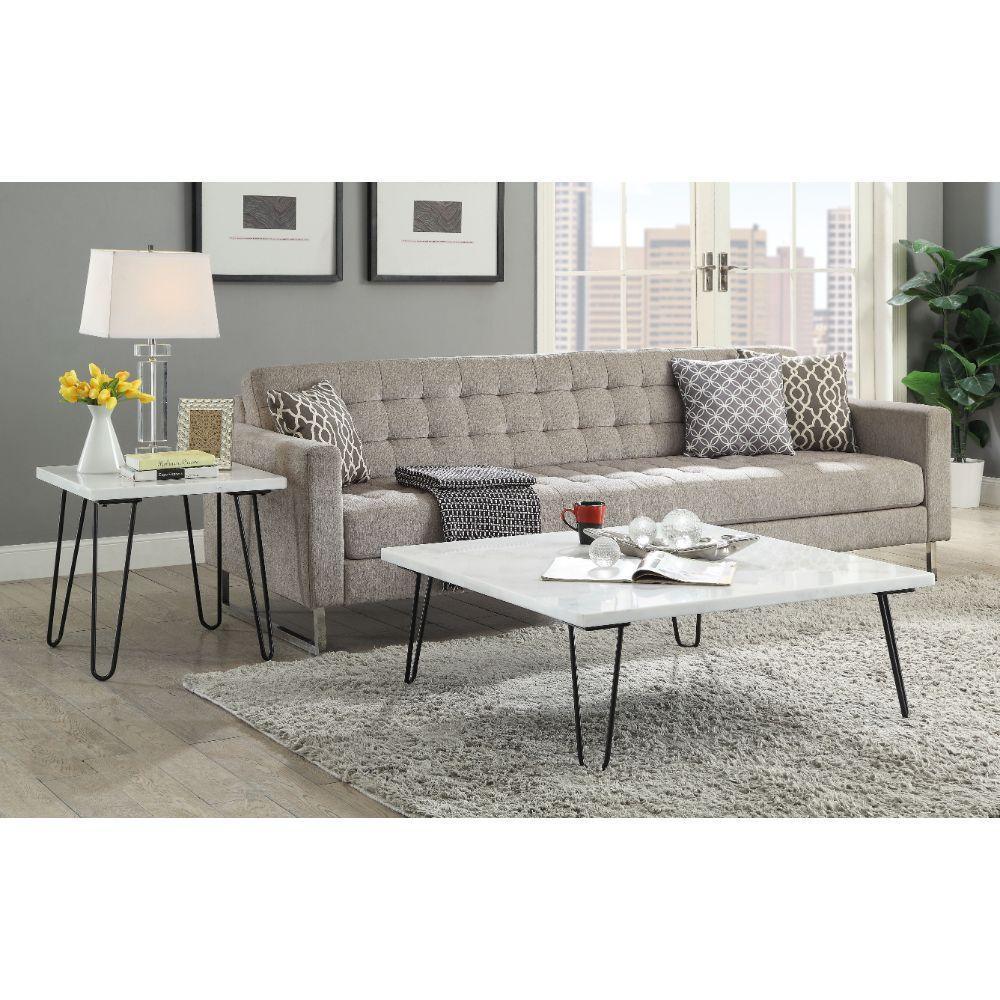 ACME Telestis Coffee Table, White Marble & Black FredCo