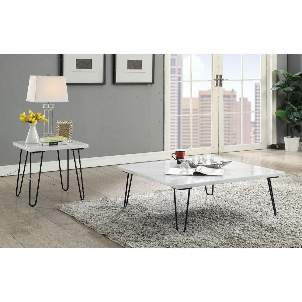 ACME Telestis Coffee Table, White Marble & Black FredCo