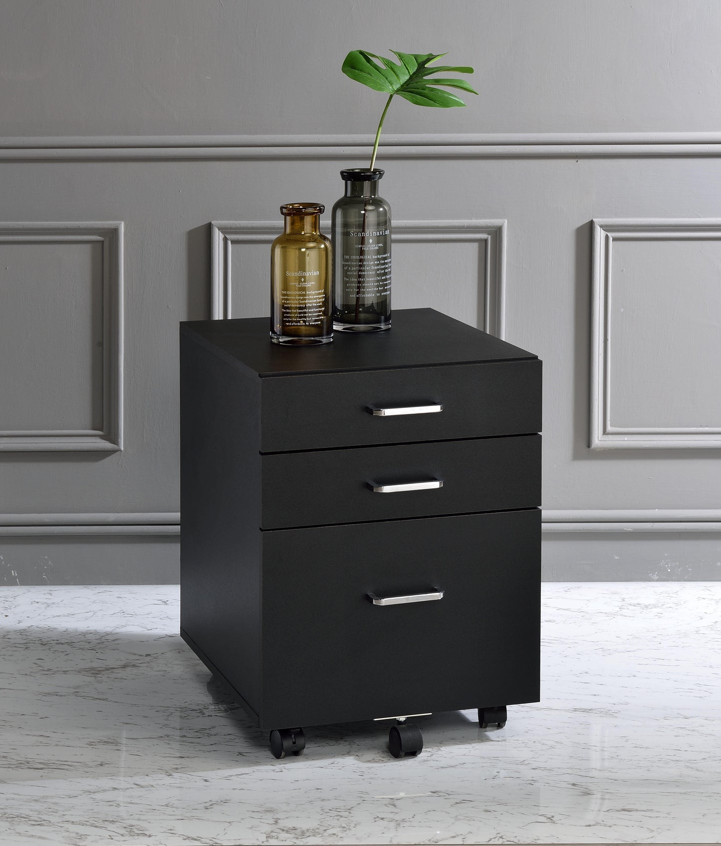 ACME Tennos Cabinet, Black & Chrome Finish FredCo