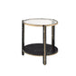 ACME Thistle End Table, Clear Glass, Faux Black Marble & Champagne Finish FredCo