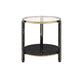 ACME Thistle End Table, Clear Glass, Faux Black Marble & Champagne Finish FredCo
