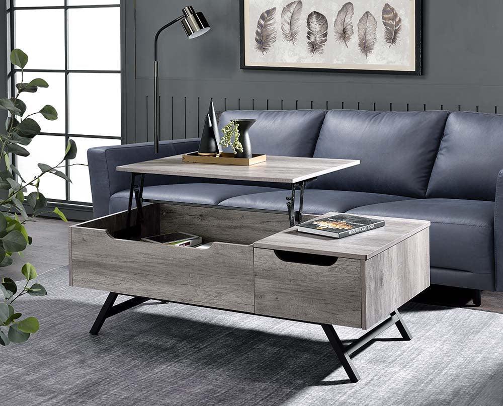 ACME Throm Coffee Table w/Lift Top, Gray Oak Finish FredCo