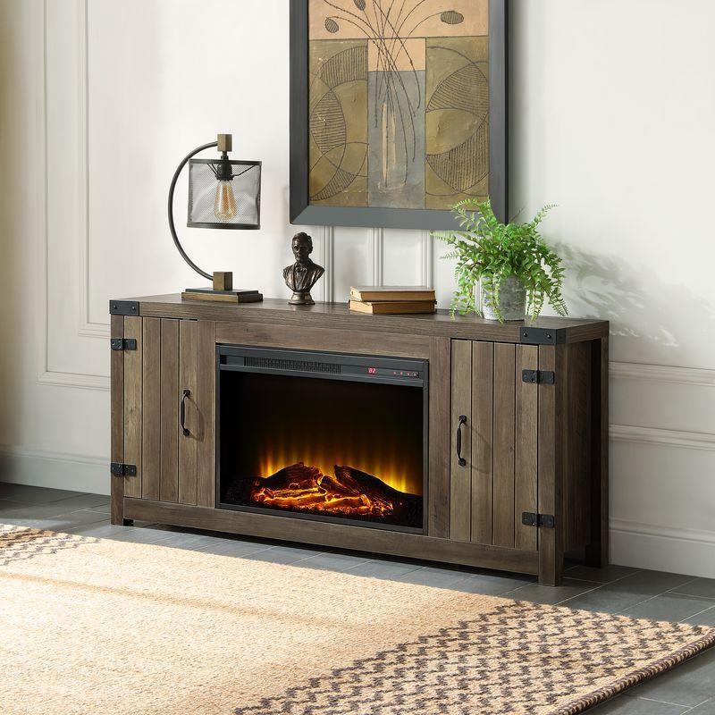 ACME Tobias Fireplace, Rustic Oak Finish FredCo