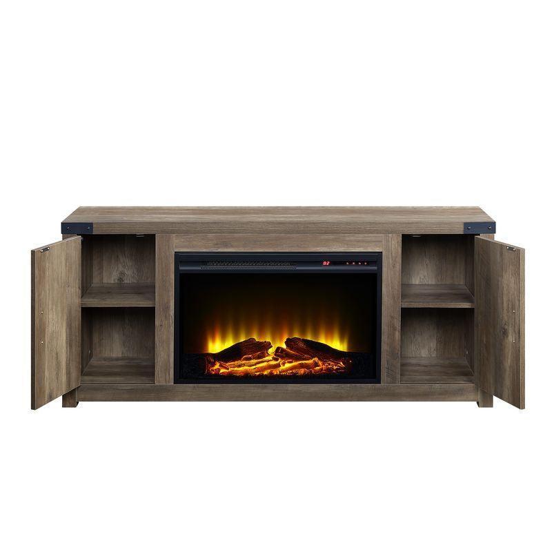 ACME Tobias Fireplace, Rustic Oak Finish FredCo