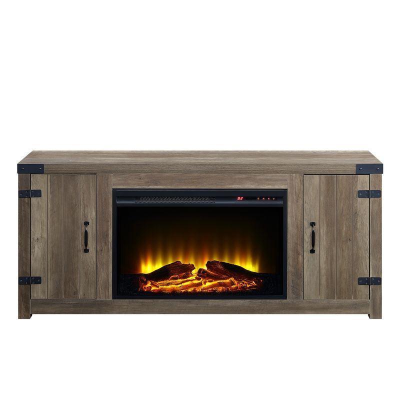 ACME Tobias Fireplace, Rustic Oak Finish FredCo