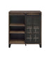 ACME Treju Wine Cabinet, Obscure Glass, Rustic Oak & Black Finish FredCo