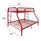 ACME Tritan Twin/Full Bunk Bed, Red FredCo