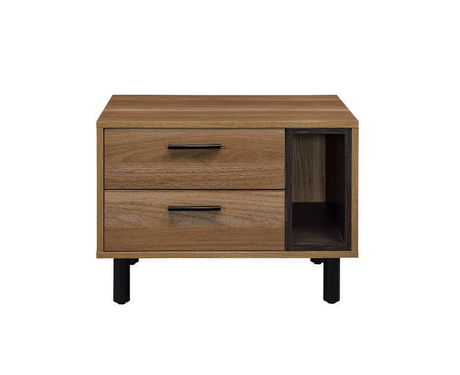 ACME Trolgar Accent Table, Brown Oak & Black Finish FredCo