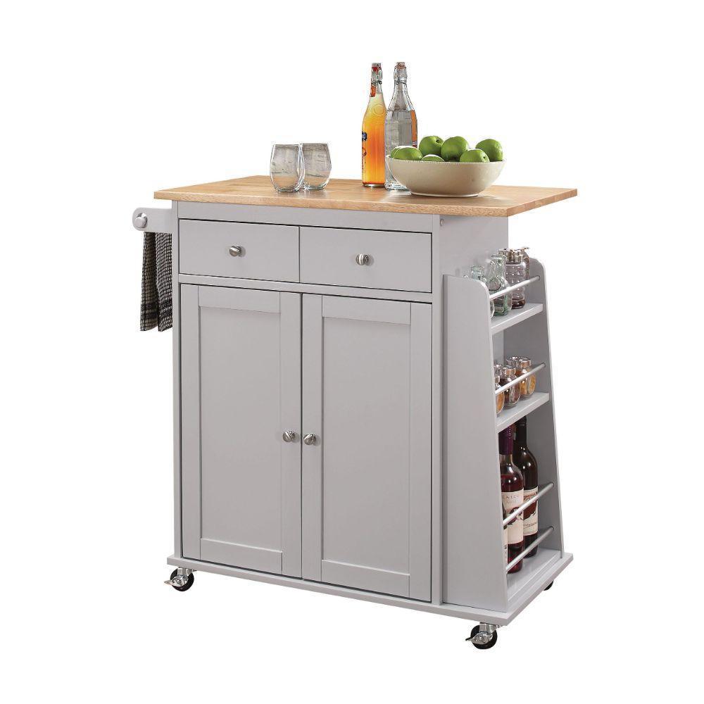 ACME Tullarick Kitchen Cart, Natural & Gray FredCo