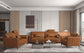 ACME Tussio Loveseat w/5 Pillows, Saddle Tan Leather FredCo