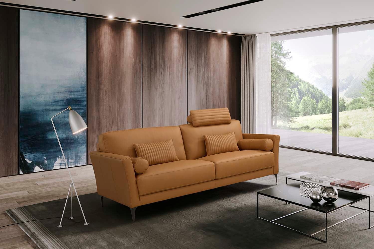 ACME Tussio Sofa w/5 Pillows, Saddle Tan Leather FredCo