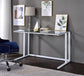 ACME Tyrese Writing Desk, Clear Glass & White Finish FredCo