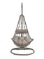 ACME Uzae Patio Hanging Chair with Stand, Gray Fabric & Charcoal Wicker FredCo