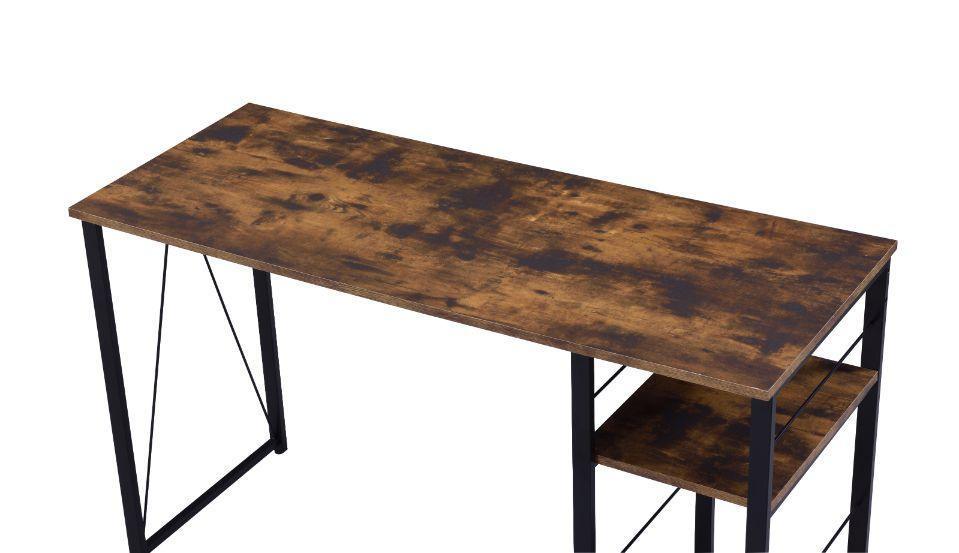 ACME Vadna Writing Desk, Weathered Oak & Black Finish FredCo