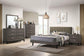 ACME Valdemar Queen Bed, Brown Fabric & Weatheted Gray Finish FredCo