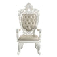 ACME Vanaheim Arm Chair (Set-2), Beige PU & Antique White Finish FredCo