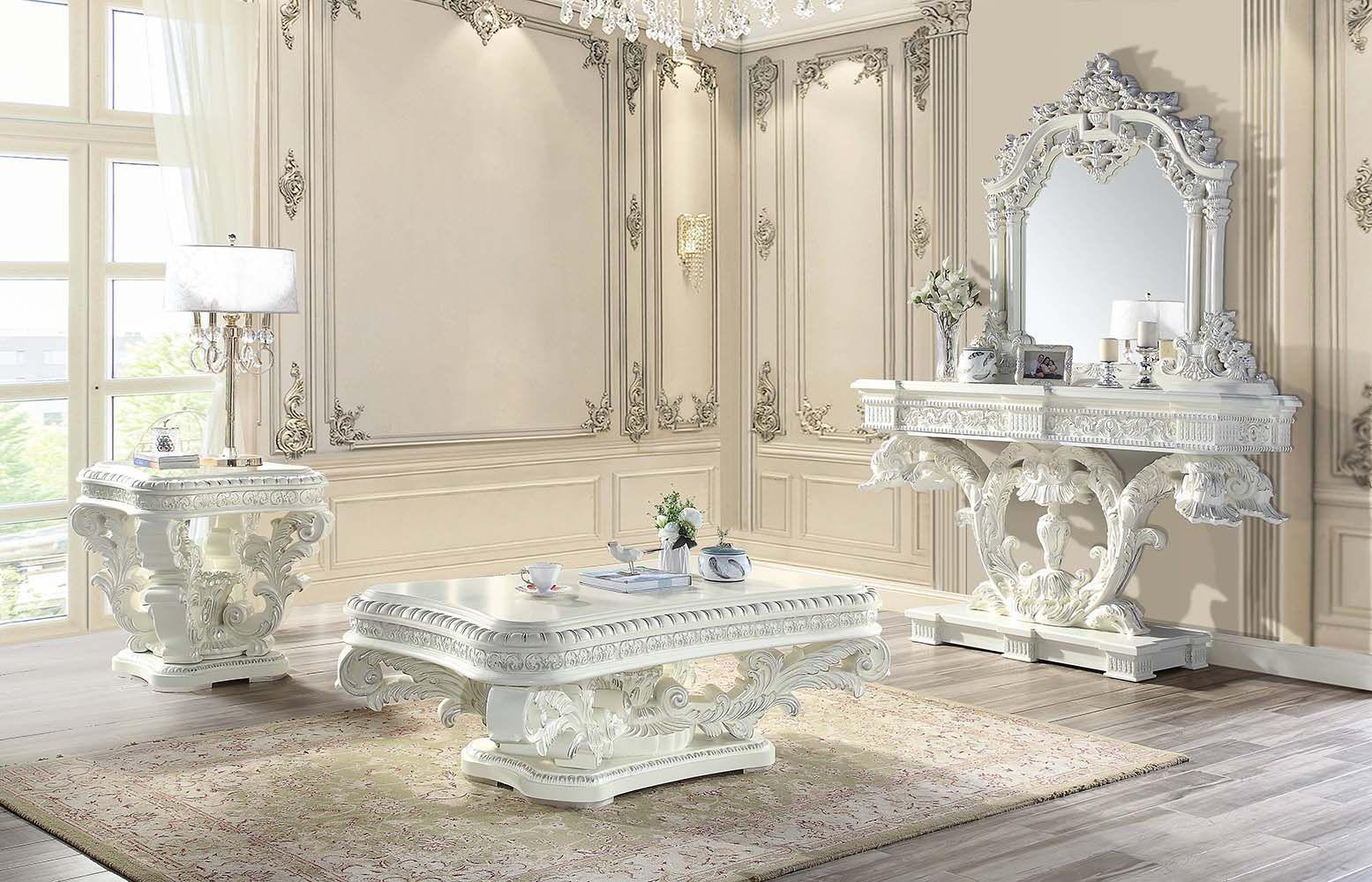 ACME Vanaheim Coffee Table, Antique White Finish FredCo