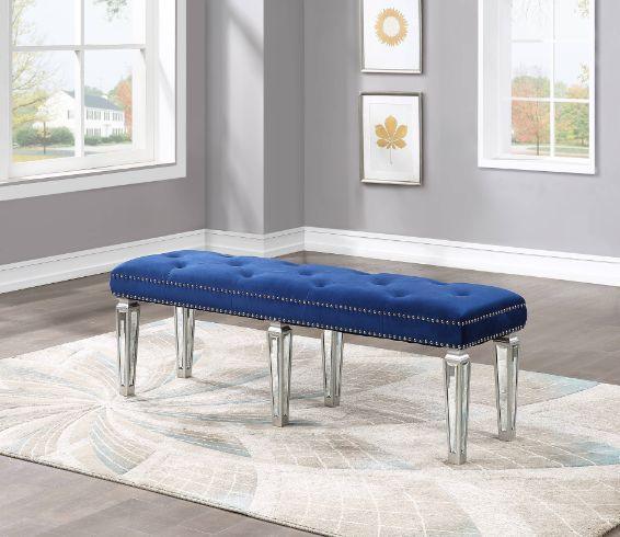 ACME Varian Bench, Blue Velvet & Mirrored FredCo