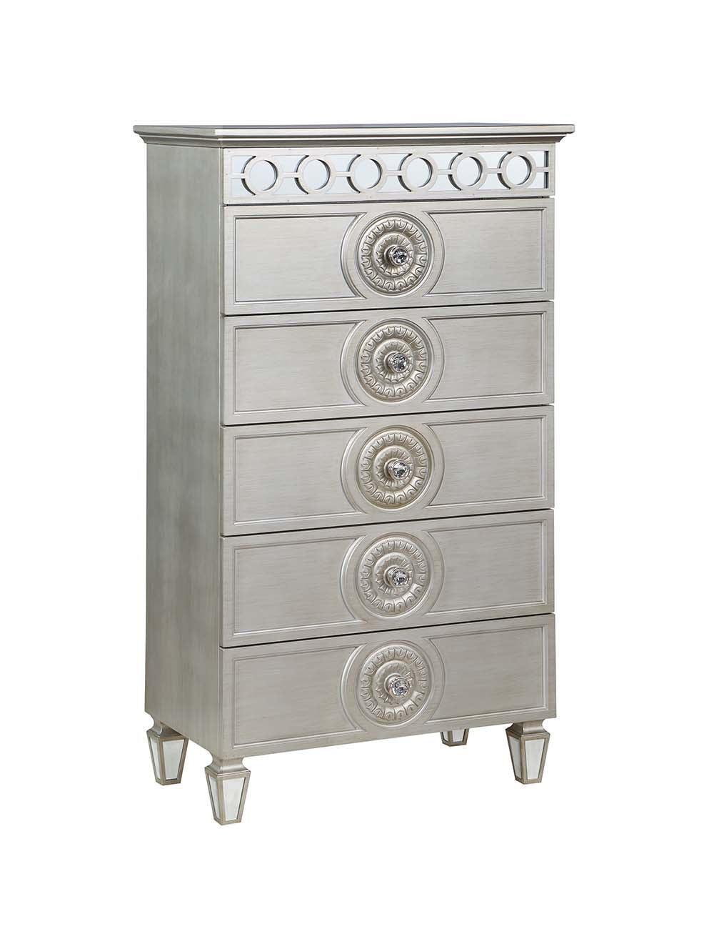 ACME Varian Chest, Silver & Mirrored Finish FredCo