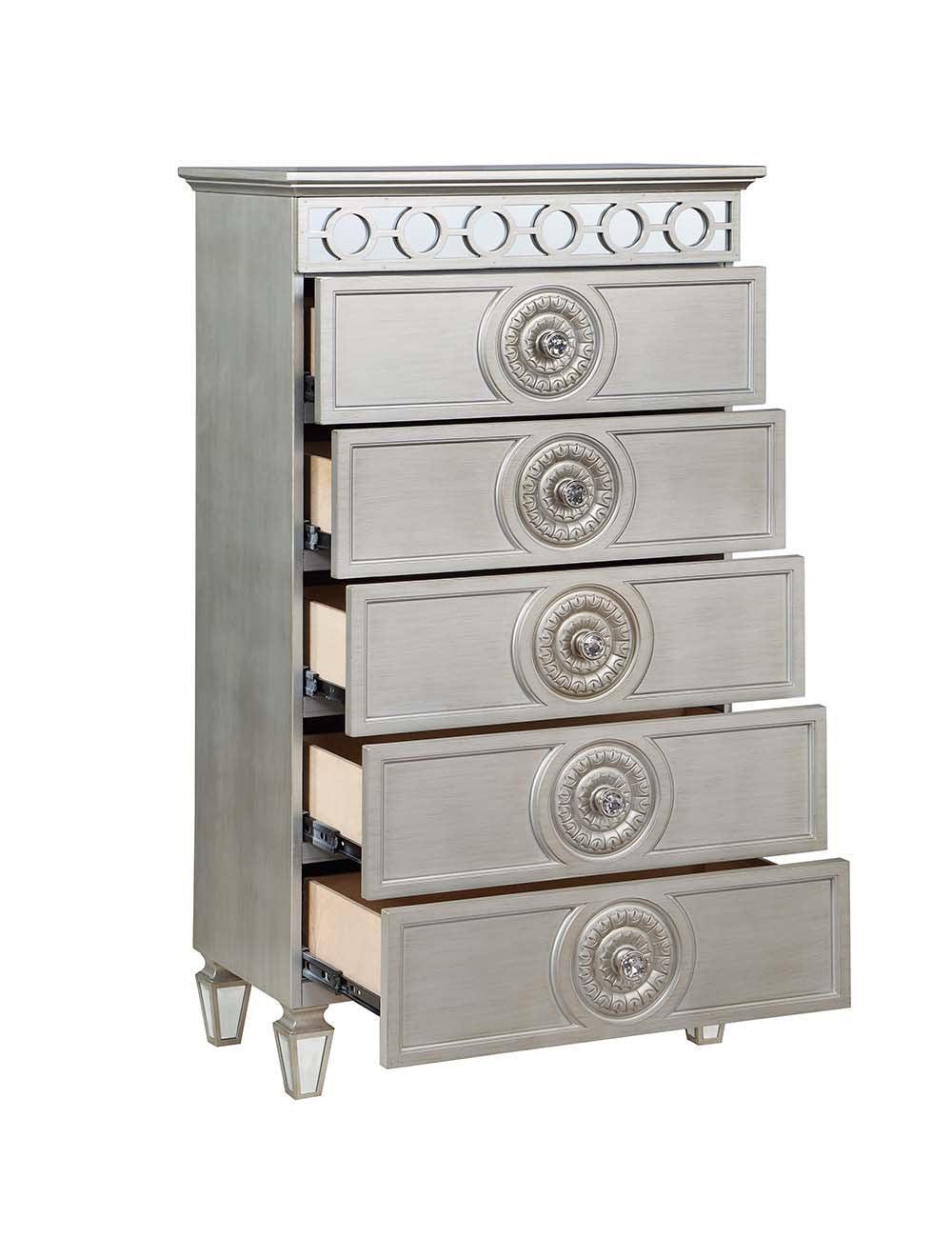 ACME Varian Chest, Silver & Mirrored Finish FredCo