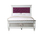 ACME Varian Full Bed, Burgundy Velvet, Silver & Mirrored Finish FredCo