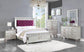 ACME Varian Full Bed, Burgundy Velvet, Silver & Mirrored Finish FredCo