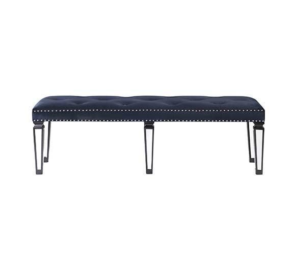 ACME Varian II Bench, Black Velvet & BLACK & Sliver FINISH FredCo