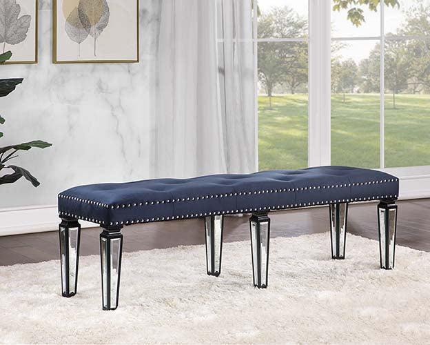 ACME Varian II Bench, Black Velvet & BLACK & Sliver FINISH FredCo