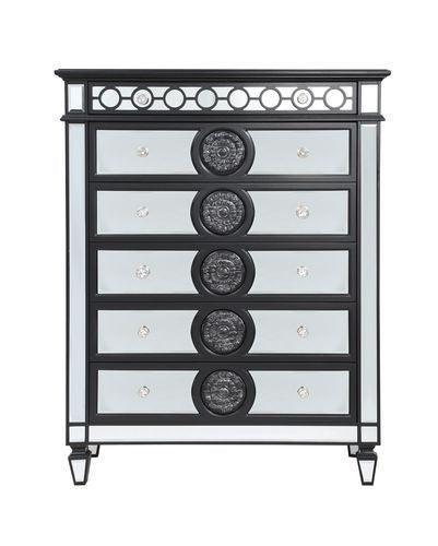 ACME Varian II Chest, Black Velvet & BLACK & Sliver FINISH FredCo