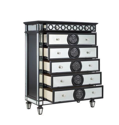 ACME Varian II Chest, Black Velvet & BLACK & Sliver FINISH FredCo