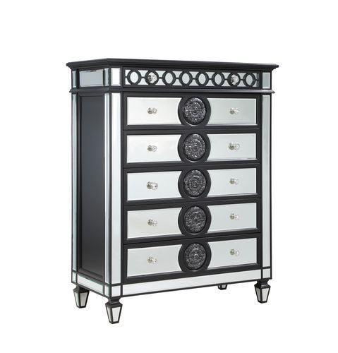 ACME Varian II Chest, Black Velvet & BLACK & Sliver FINISH FredCo