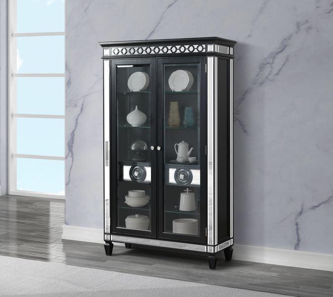 ACME Varian II Curio Cabinet, Mirrored & Black Finish FredCo