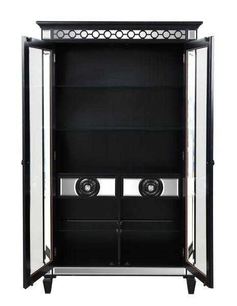 ACME Varian II Curio Cabinet, Mirrored & Black Finish FredCo