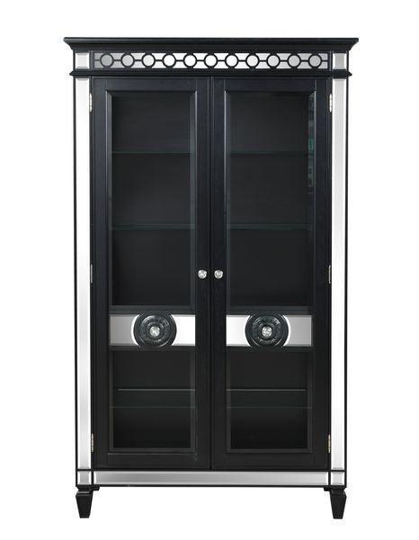 ACME Varian II Curio Cabinet, Mirrored & Black Finish FredCo