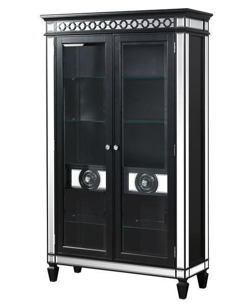 ACME Varian II Curio Cabinet, Mirrored & Black Finish FredCo