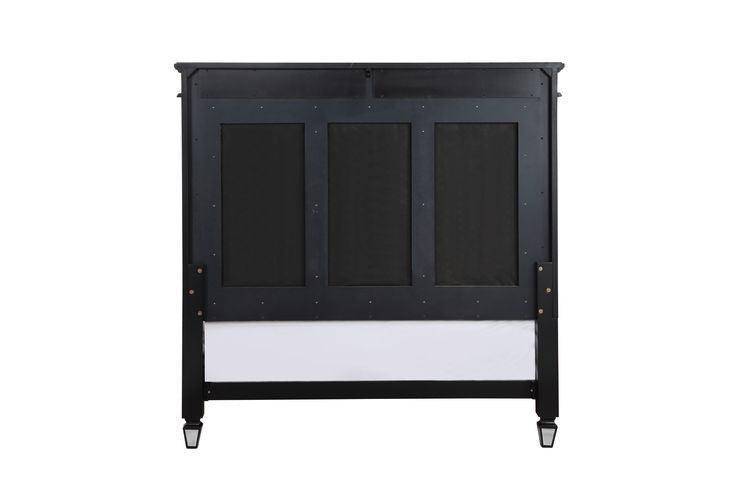 ACME Varian II Eastern King Bed, Black Velvet & BLACK & Sliver FINISH FredCo