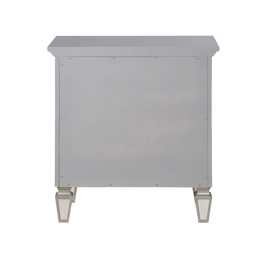 ACME Varian Nightstand, Silver & Mirrored Finish FredCo