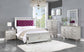 ACME Varian Twin Bed, Burgundy Velvet, Silver & Mirrored Finish FredCo