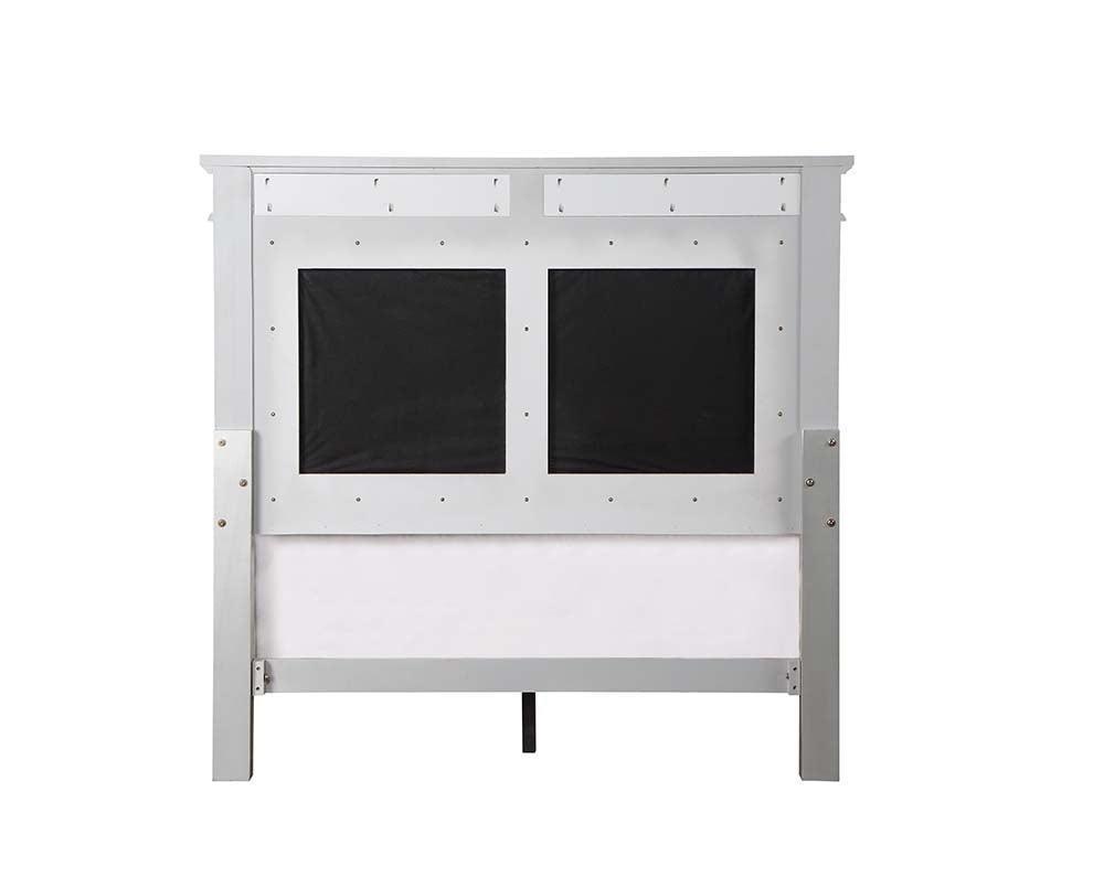 ACME Varian Twin Bed, Burgundy Velvet, Silver & Mirrored Finish FredCo