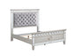 ACME Varian Twin Bed, Gray Velvet, Silver & Mirrored Finish FredCo