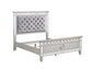 ACME Varian Twin Bed, Gray Velvet, Silver & Mirrored Finish FredCo