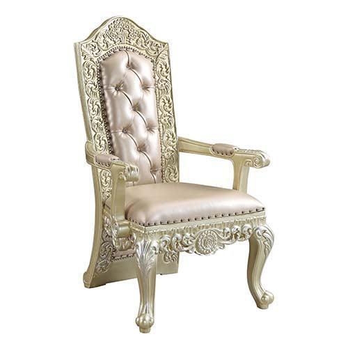 ACME Vatican Arm Chair (1Pc/1Ctn), PU & Champagne Silver Finish FredCo