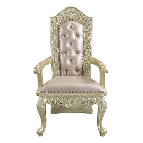 ACME Vatican Arm Chair (1Pc/1Ctn), PU & Champagne Silver Finish FredCo