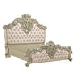 ACME Vatican Eastern King Bed, PU Leather, Light Gold & Champagne Silver Finish FredCo