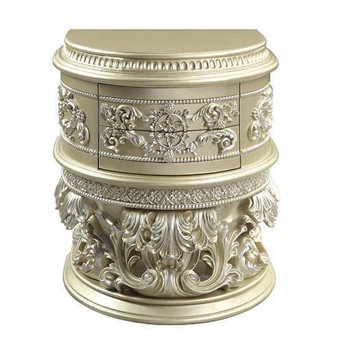 ACME Vatican Nightstand, Champagne Silver Finish FredCo