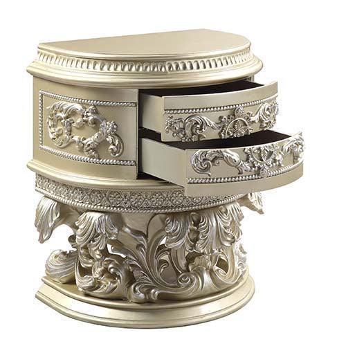 ACME Vatican Nightstand, Champagne Silver Finish FredCo